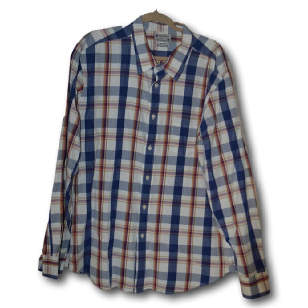 Lucky Brand Plaid Button Down Shirt XL 100% Cotton